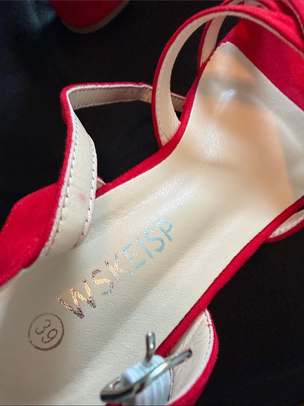 Red Platform Block Heel Sandals -